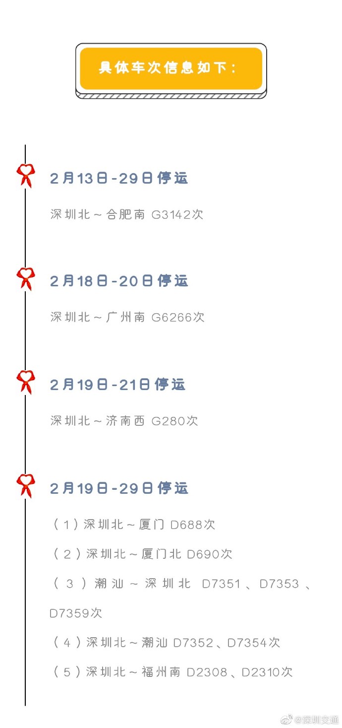 注意！深圳北站部分列车停运